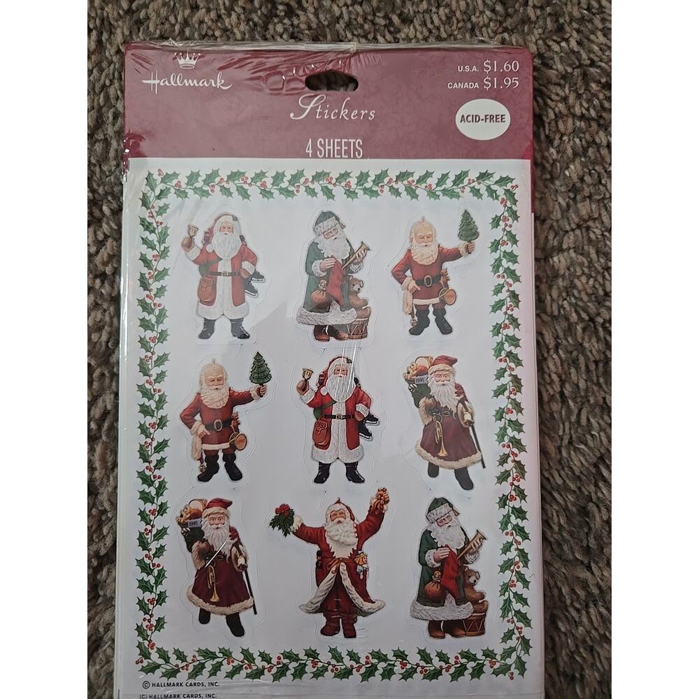 Vintage Hallmark Stickers Christmas Santa Claus sheets